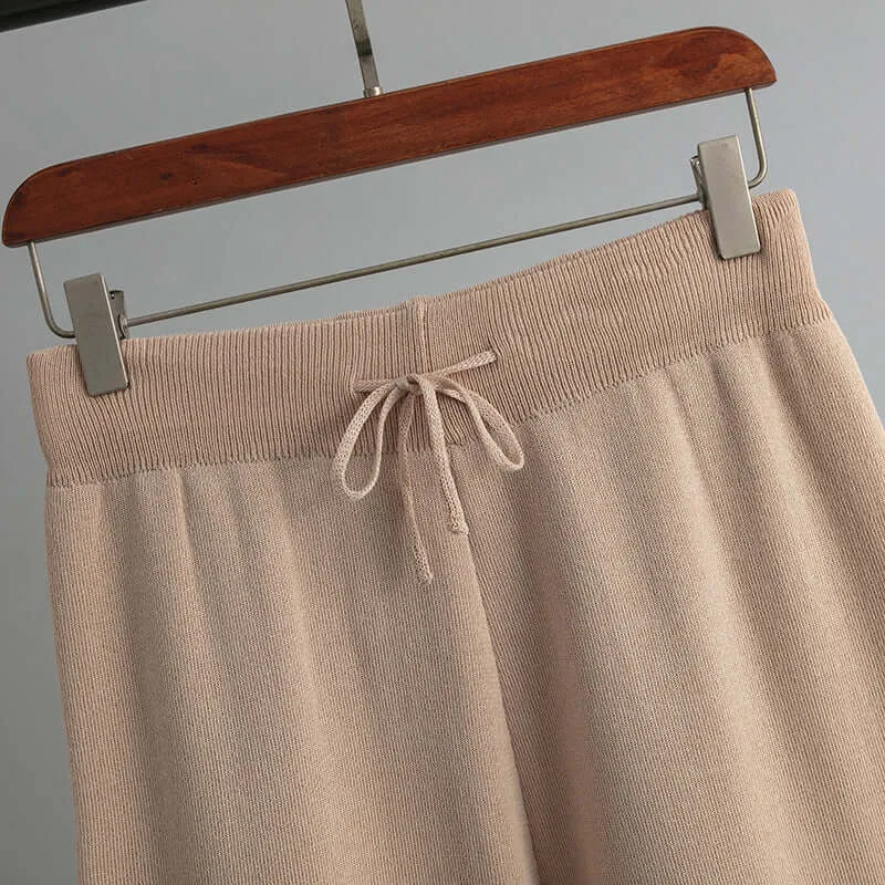 Women's Knitted Two-Piece Set -  Top and Trousers