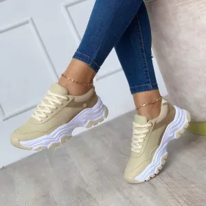 Women's Platform Lace-Up Shoes – Solid Color