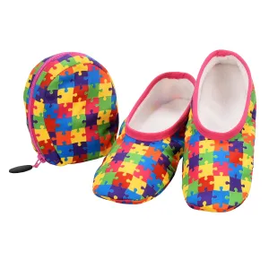 Womens Puzzle Skinnies With Travel Pouch Slippers