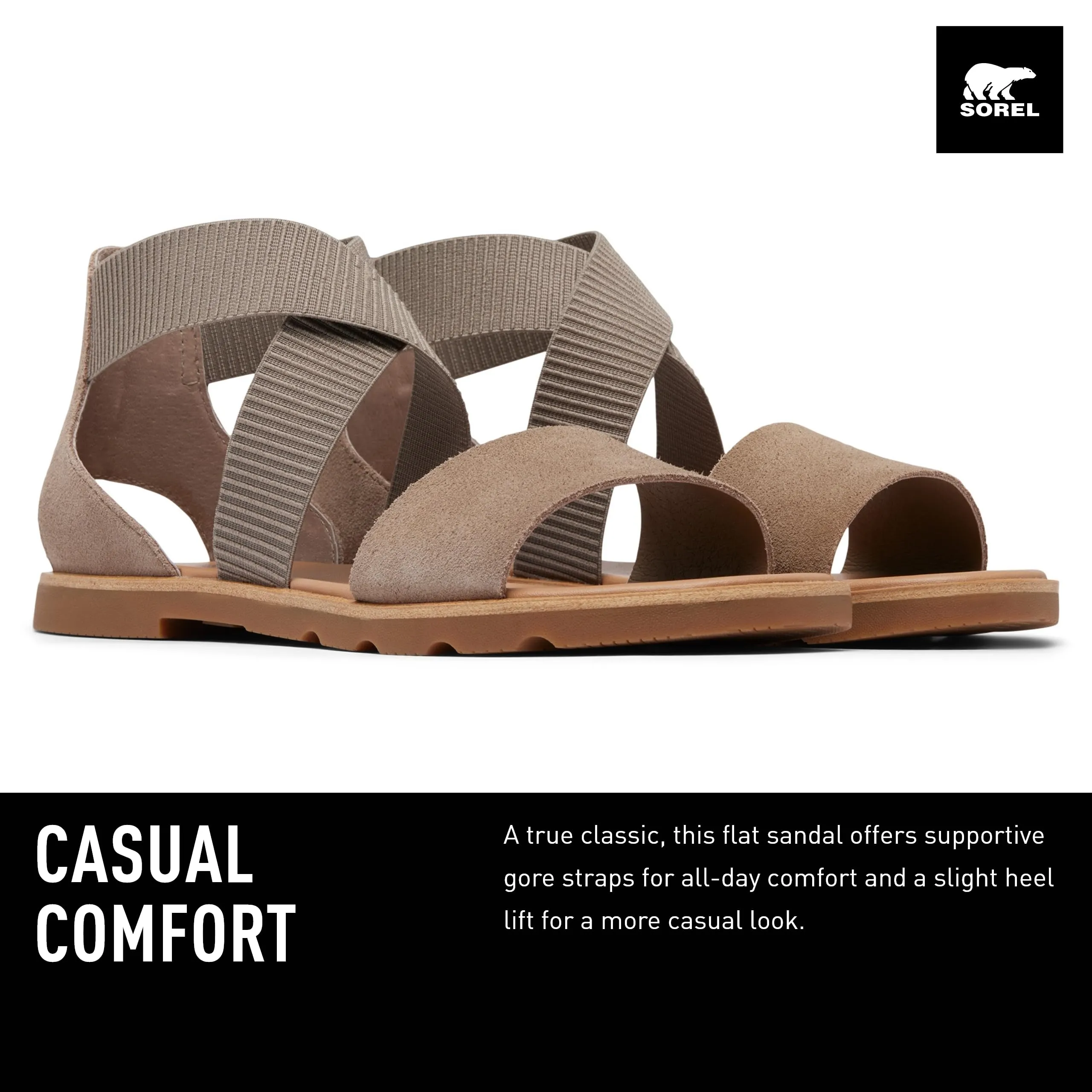 Women's Shoes Sorel ELLA III Strappy Leather Sandals 2069701240 ASH BROWN