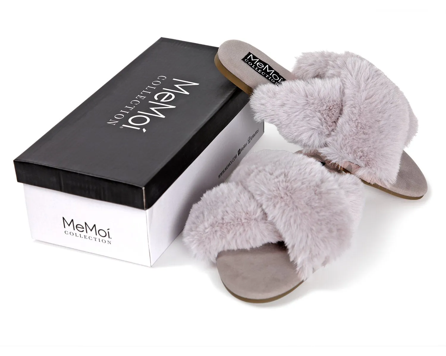 Women's The Adela Mule Hard Criss-Cross Faux Fur Sole Slippers