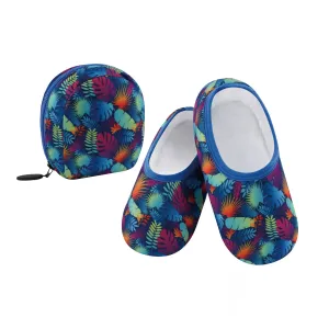 Womens Tropical Leaves Skinnies With Travel Pouch Slippers
