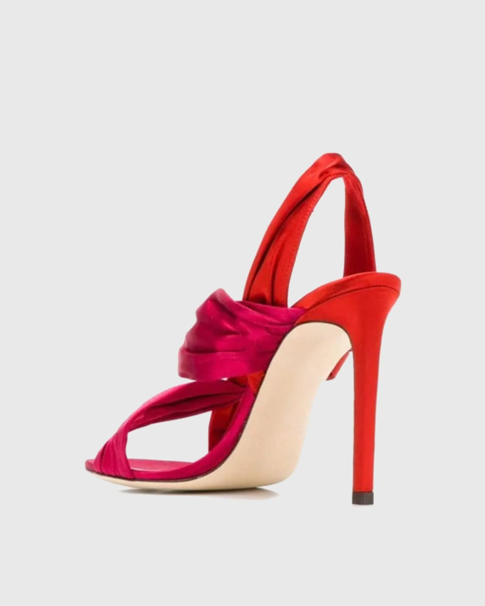 Yank Satin Lace Up Sandals In Red