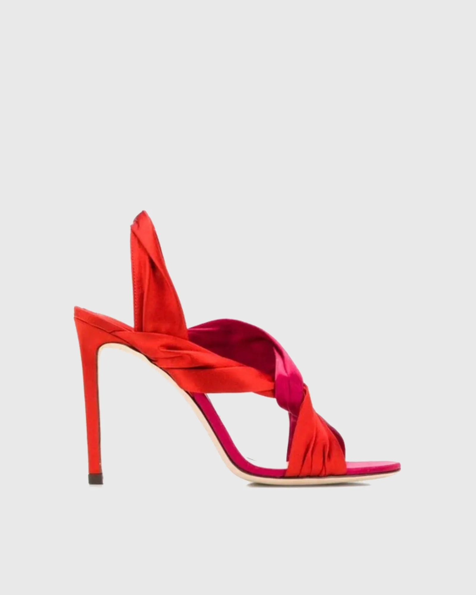 Yank Satin Lace Up Sandals In Red